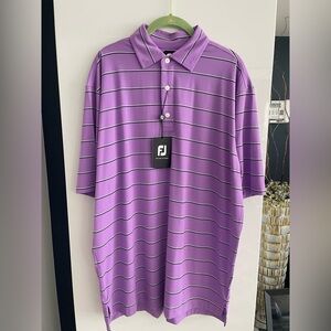 NWT FootJoy Men’s Purple Striped Golf Polo Shirt Size Large